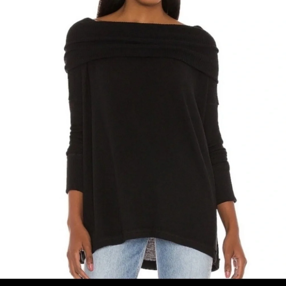 NEW Free People Juicy Thermal Black Long Sleeve Top S